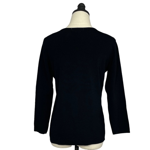 Carducci Knit Cardigan Black with Ivory Accent Size Small - Picture 6 of 10